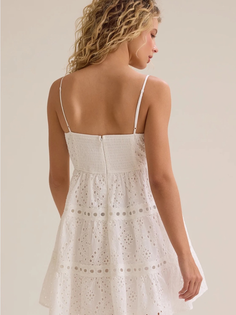 Altar'd State White Eyelet Mini Dress with Spaghetti Straps - Picture 5 of 16